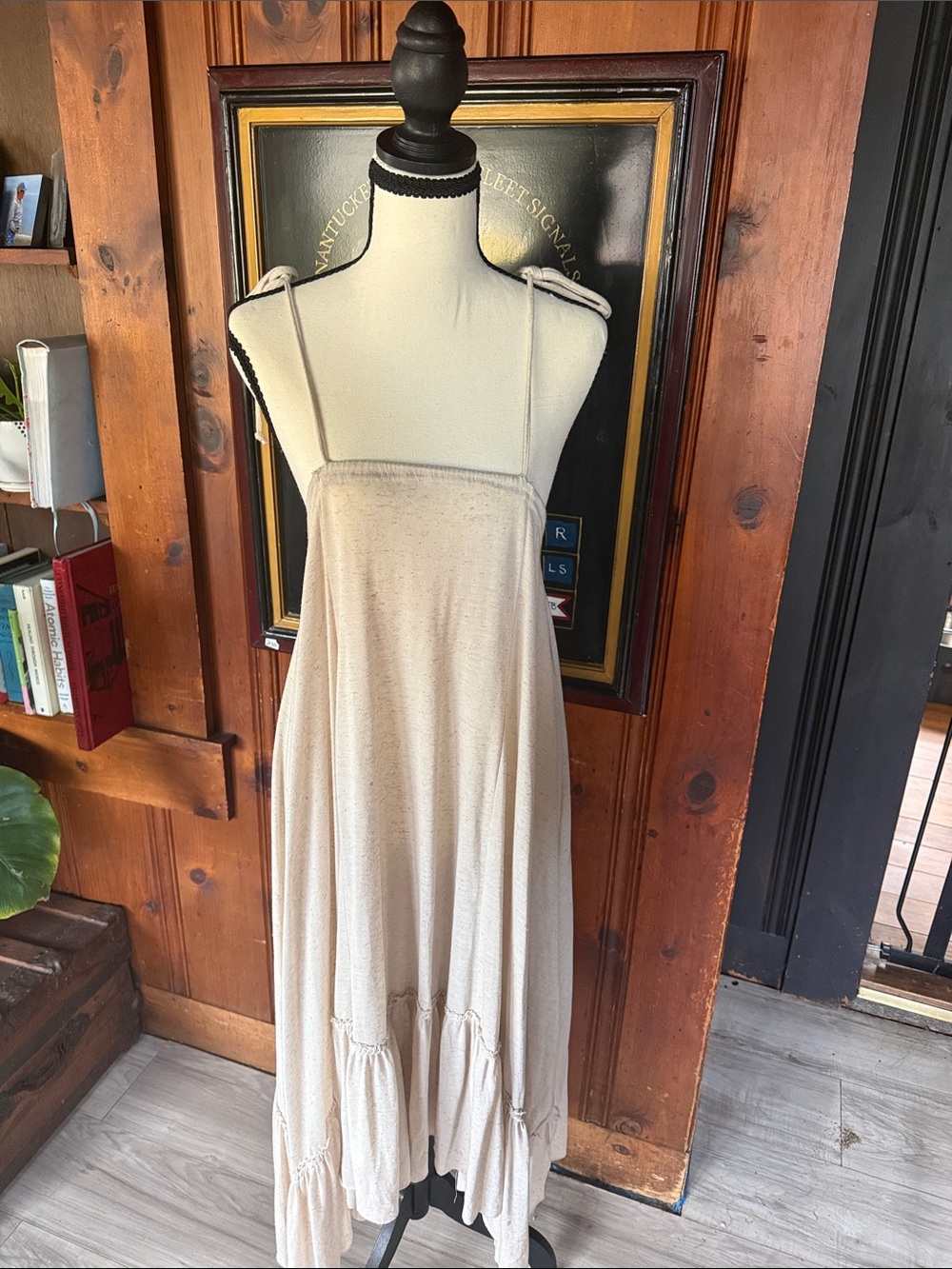 NWOT Free People Cream Spaghetti-Strap Maxi Dress
